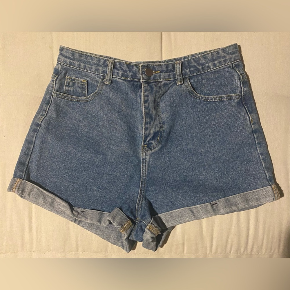 High rise denim shorts cotton Large NWOT